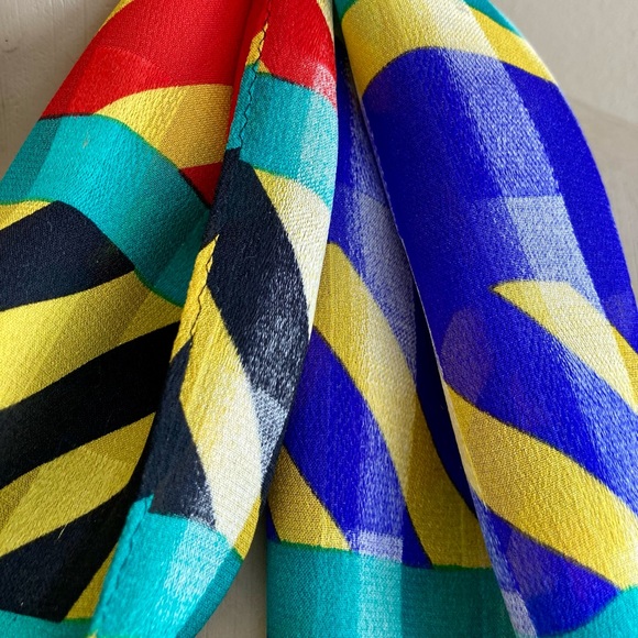 Liz Claiborne striped silk scarf. Multi coloured. - Picture 6 of 10